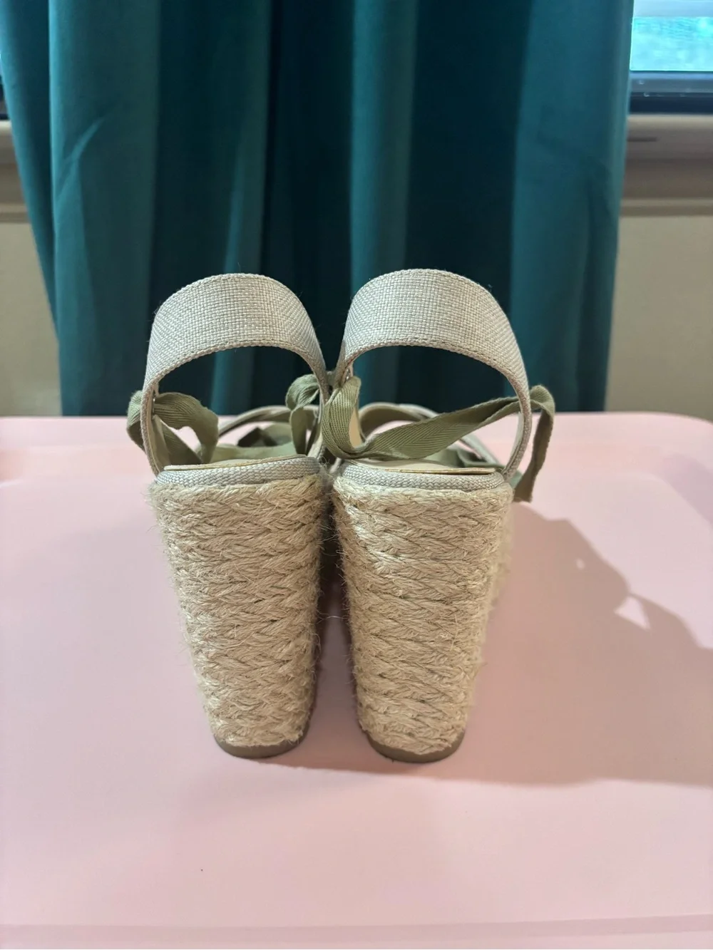Lulu's Natural Woven Espadrille Wrap Wedge Sandals